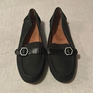 UGG Black Flats with Silver Hexagon Detail